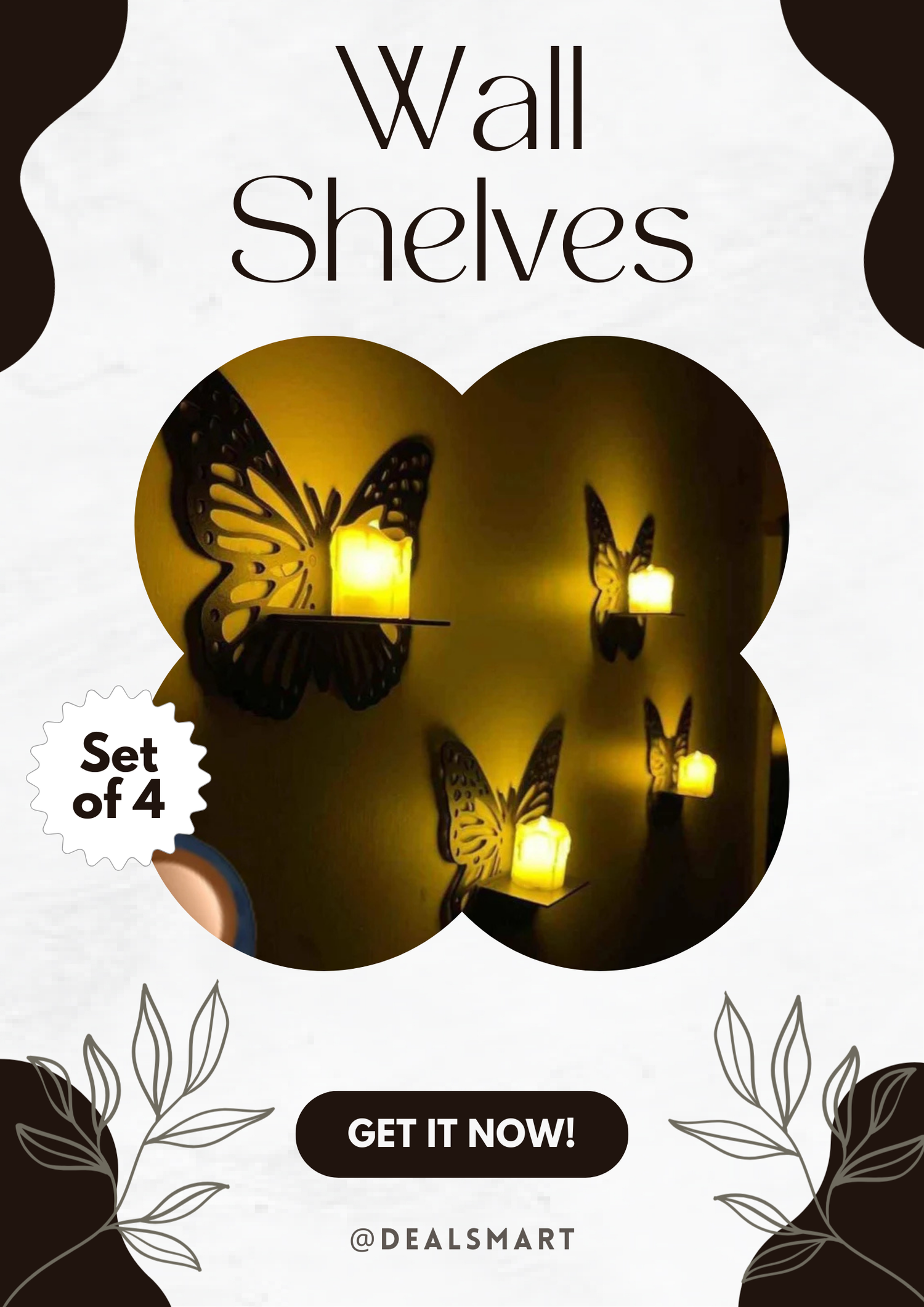 Set of 4 Decorative Wall Shelves Multiple Designs