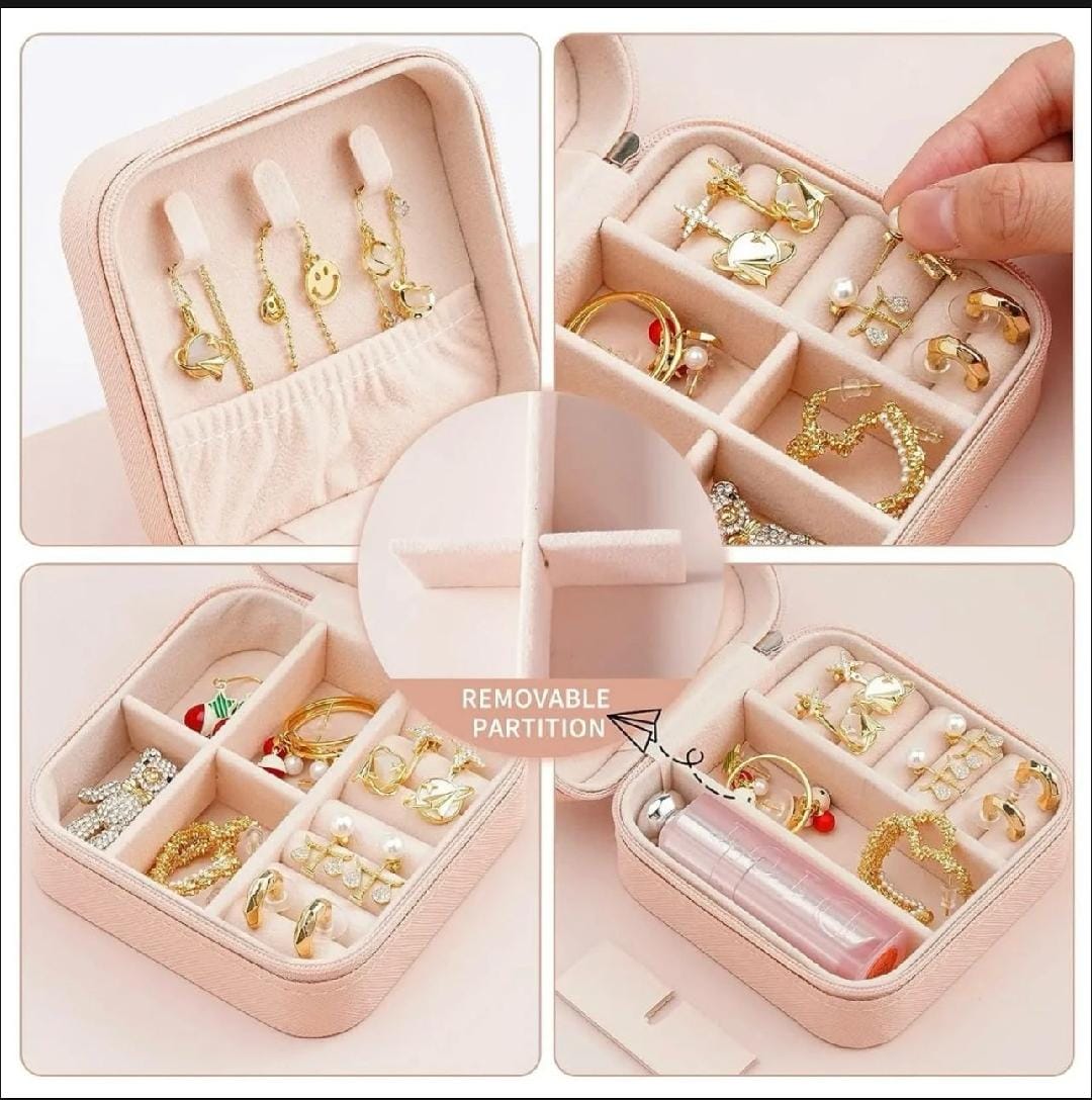Portable PU Leather Jewelry Organizer Box