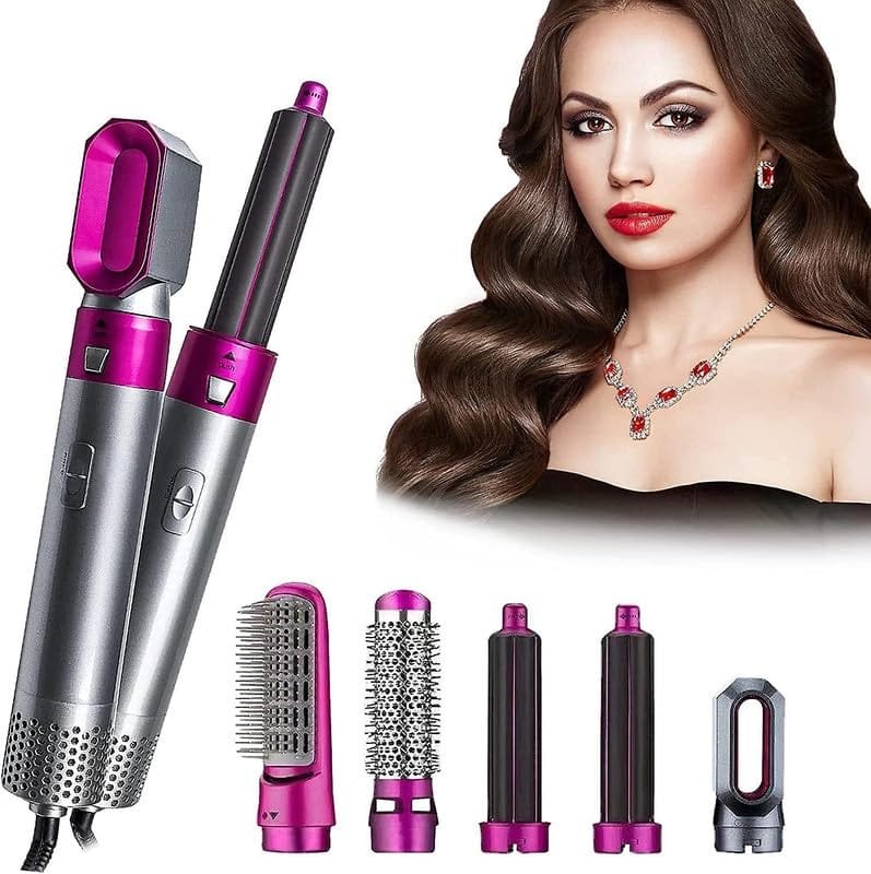 5-in-1 Electric Hot Air Brush Straightener & Dryer