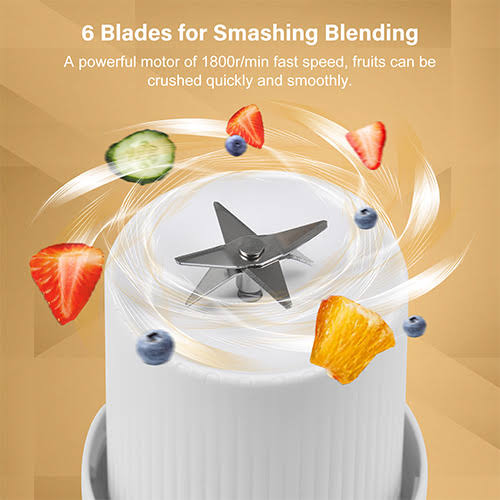 Mini USB Juicer Blender 6-Blade Rechargeable Portable Smoothie Maker