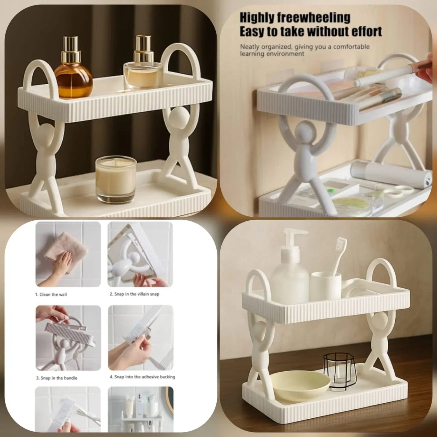 2LSelf-adhesive Wall-Mounted Character Shelf