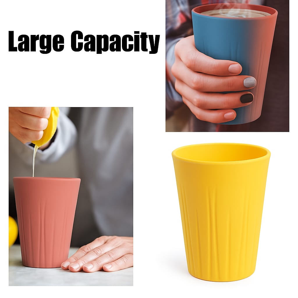 Set Of 4 PP Multicolor Unbreakable Glass