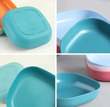 10Pcs Straw Square Plates with Storage Box - Deals mart