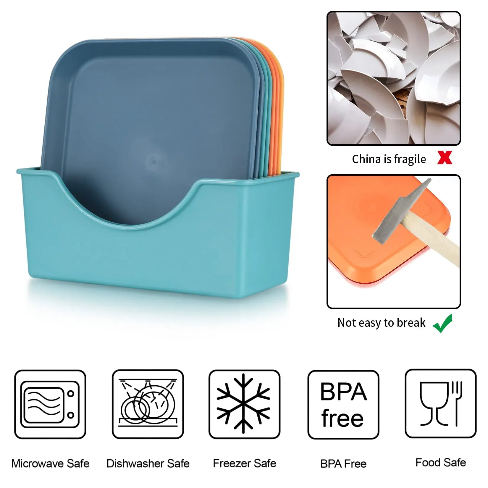 10Pcs Straw Square Plates with Storage Box - Deals mart