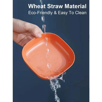 10Pcs Straw Square Plates with Storage Box - Deals mart
