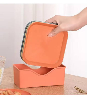10Pcs Straw Square Plates with Storage Box - Deals mart